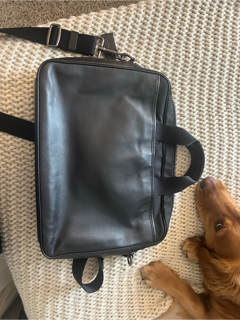 Coach Black Men's Dual-Pocket Laptop Briefcase